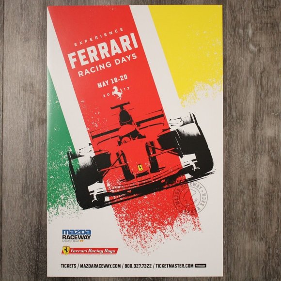 Ferrari Racing Days 2012 Promo Event Ticketing Poster Laguna Seca F1 Clienti - Picture 1 of 1